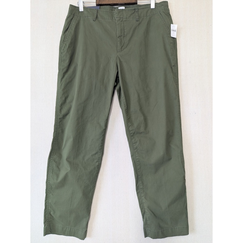 GAP Downtown Khaki Pants Womens 14 Green Stretch Mid Rise Ankle Chino Trousers